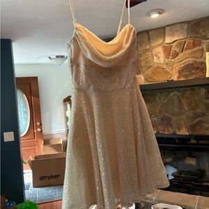 Elegant Cream Dress with Sparkle Detail